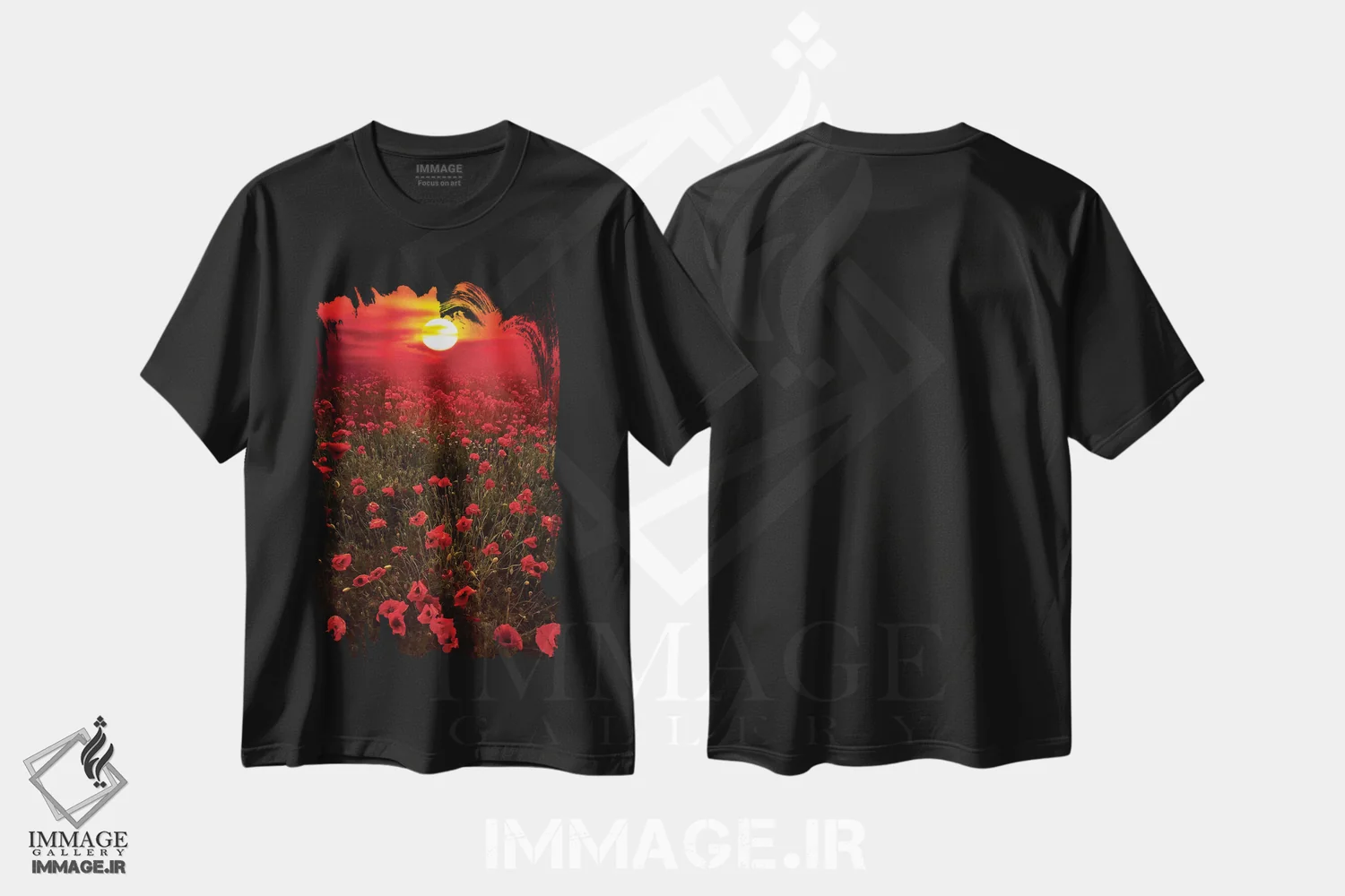 تیشرت مشکی طرح دار – تیشرت طبیعت ,غروب گرم اثر مارکو کارماسی فروشگاه ایماژ