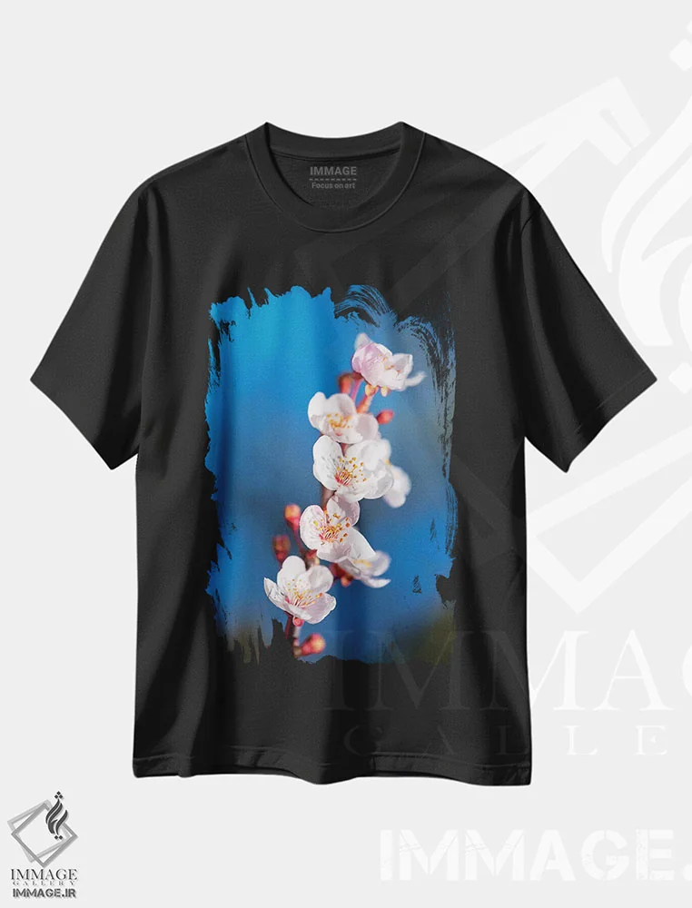 تیشرت مشکی طرح دار – تیشرت طبیعت ,بهار ساکورا اثر مارکو کارماسی immage.ir