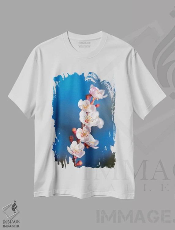 تیشرت سفید طرح دار – تیشرت طبیعت ,بهار ساکورا اثر مارکو کارماسی فروشگاه ایماژ
