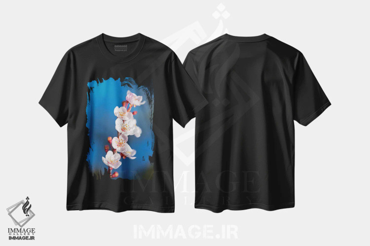 تیشرت مشکی طرح دار – تیشرت طبیعت ,بهار ساکورا اثر مارکو کارماسی immage.ir