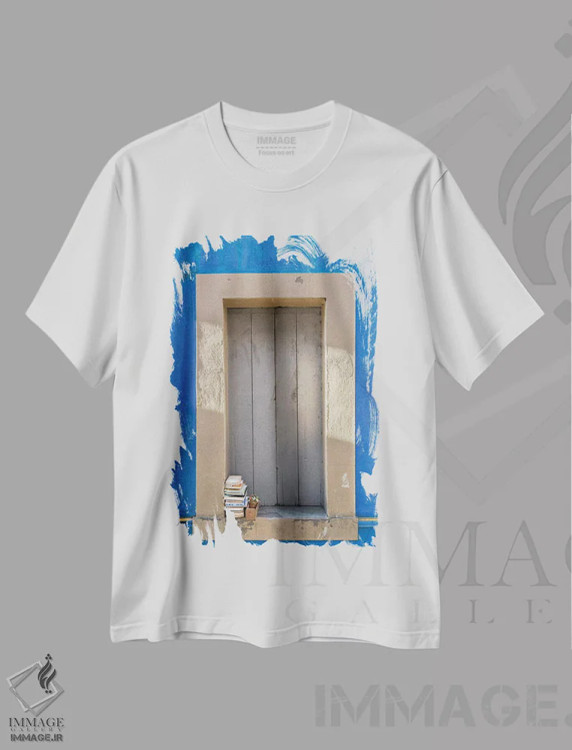 تیشرت سفید طرح دار – تیشرت اروپایی ,رنگ پروانس اثر مارکو کارماسی فروشگاه ایماژ