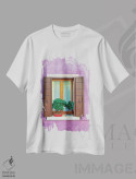 تیشرت سفید طرح دار – تیشرت شهری ,پنجره بنفش در ونیز اثر مارکو کارماسی immage.ir