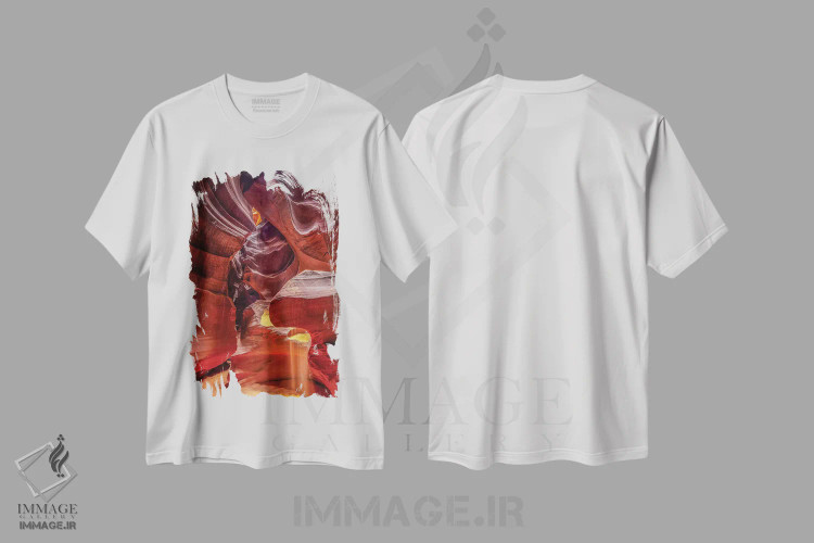 تیشرت سفید طرح دار – تیشرت هنری ,شن طلایی اثر مارکو کارماسی فروشگاه ایماژ