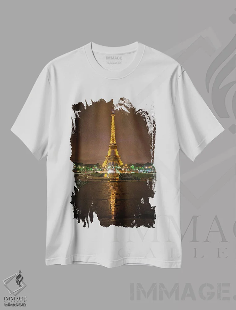 تیشرت سفید طرح دار – تیشرت شهری ,انعکاس برج طلایی اثر مارکو کارماسی فروشگاه ایماژ