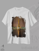 تیشرت سفید طرح دار – تیشرت شهری ,انعکاس برج طلایی اثر مارکو کارماسی فروشگاه ایماژ