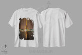 تیشرت سفید طرح دار – تیشرت شهری ,انعکاس برج طلایی اثر مارکو کارماسی فروشگاه ایماژ