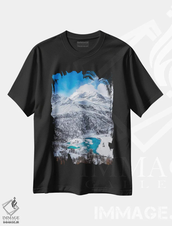تیشرت مشکی طرح دار – تیشرت طبیعت ,قلب یخ زده اثر مارکو کارماسی immage.ir