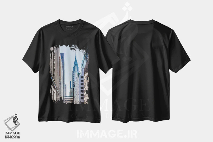 تیشرت مشکی طرح دار – تیشرت شهری ,کاخ کریستال نیویورک اثر مارکو کارماسی فروشگاه ایماژ