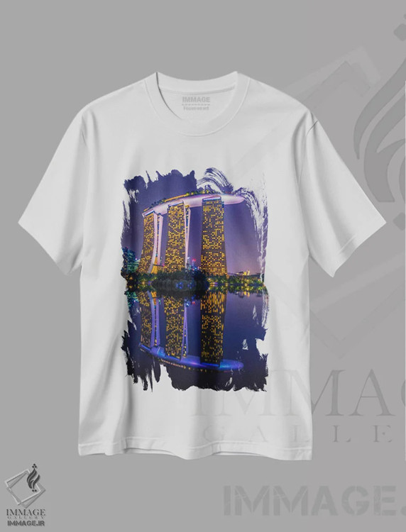 تیشرت سفید طرح دار – تیشرت شهری ,مارینا بی سندز اثر مارکو کارماسی immage.ir