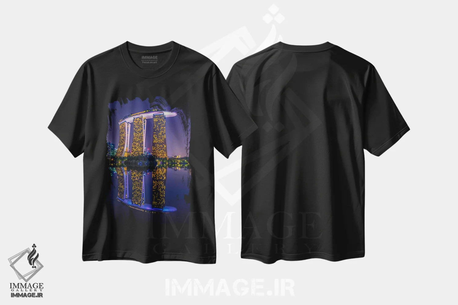 تیشرت مشکی طرح دار – تیشرت شهری ,مارینا بی سندز اثر مارکو کارماسی فروشگاه ایماژ