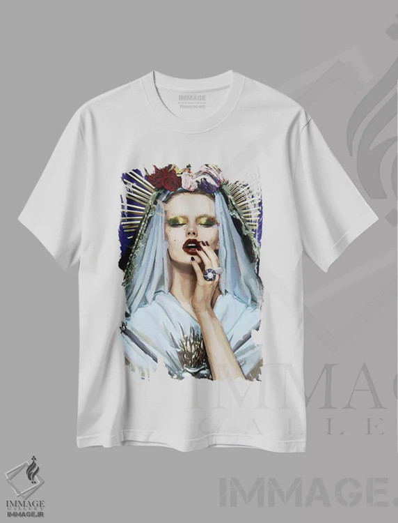 تیشرت سفید طرح دار – تیشرت هنری زنانه ,باروک کیچ III اثر مارسیا آلک immage.ir