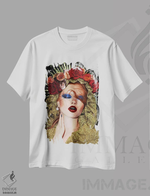 تیشرت سفید طرح دار – تیشرت هنری ,باروک کیچ IV اثر مارسیا آلک فروشگاه ایماژ