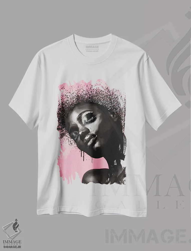 تیشرت سفید طرح دار – تیشرت هنری زنانه ,زیبایی سیاه VII اثر مارسیا آلک immage.ir