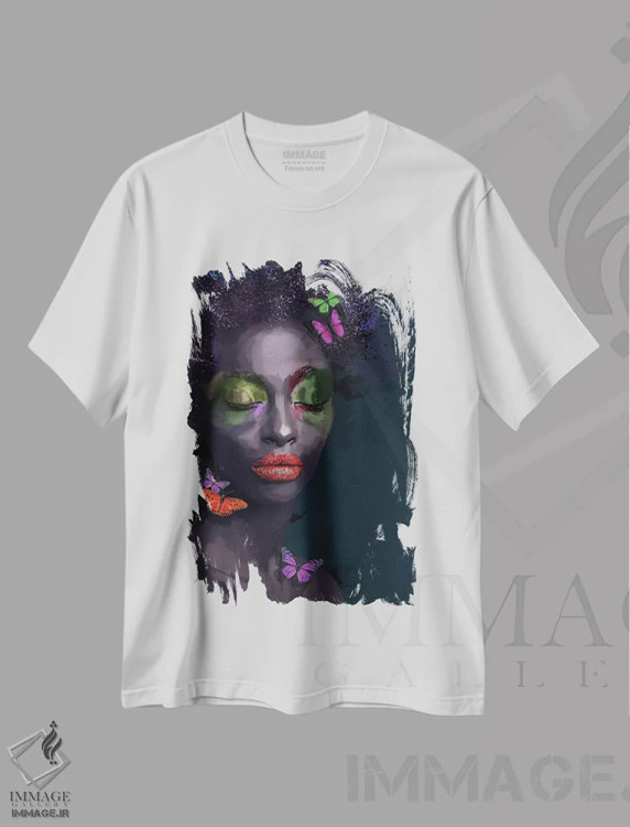 تیشرت سفید طرح دار – تیشرت هنری ,زیبایی سیاه IX اثر مارسیا آلک فروشگاه ایماژ