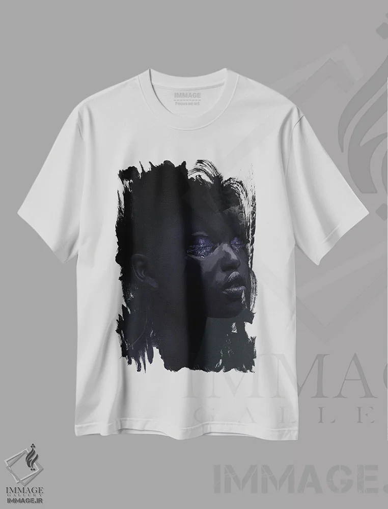 تیشرت سفید طرح دار – تیشرت هنری سیاه سفید ,زیبایی سیاه XVII اثر مارسیا آلک فروشگاه ایماژ