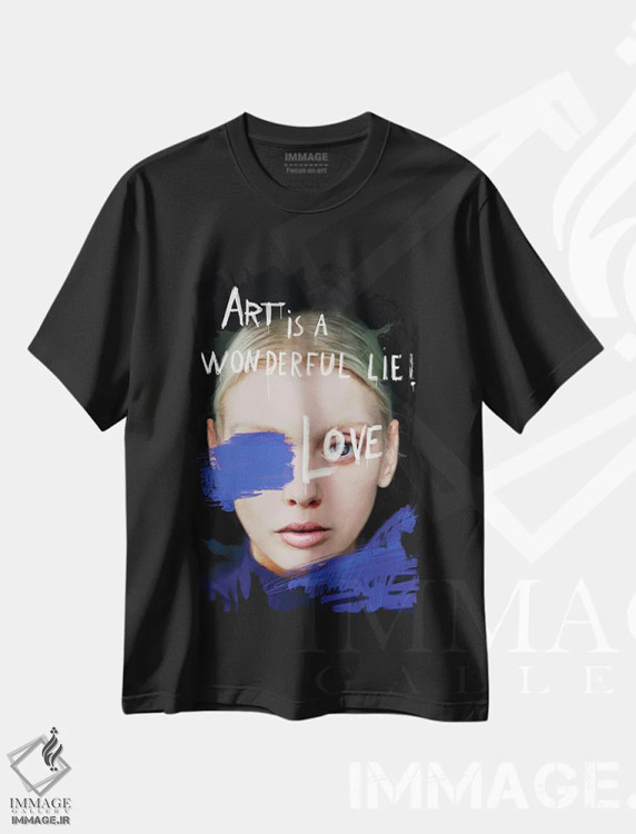تیشرت مشکی طرح دار – تیشرت انگیزشی ,چهره شماره LV اثر مارسیا آلک immage.ir
