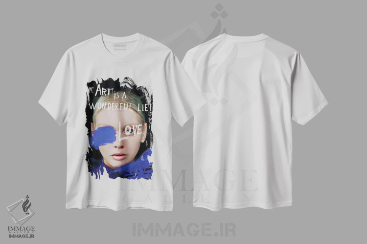 تیشرت سفید طرح دار – تیشرت انگیزشی ,چهره شماره LV اثر مارسیا آلک فروشگاه ایماژ