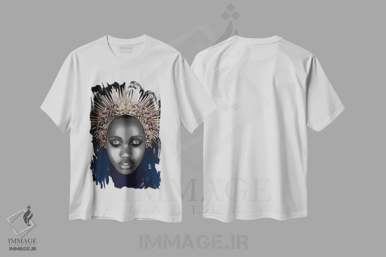 تیشرت سفید طرح دار – تیشرت هنری زنانه ,چهره شماره LXI اثر مارسیا آلک immage.ir