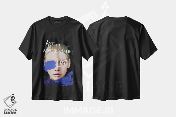 تیشرت مشکی طرح دار – تیشرت انگیزشی ,چهره شماره LV اثر مارسیا آلک immage.ir