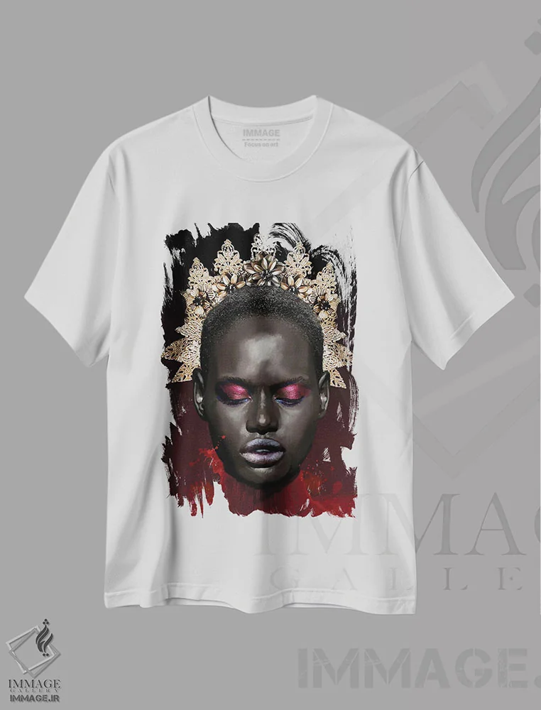 تیشرت سفید طرح دار – تیشرت مد و زیبایی ,چهره شماره LXII اثر مارسیا آلک فروشگاه ایماژ