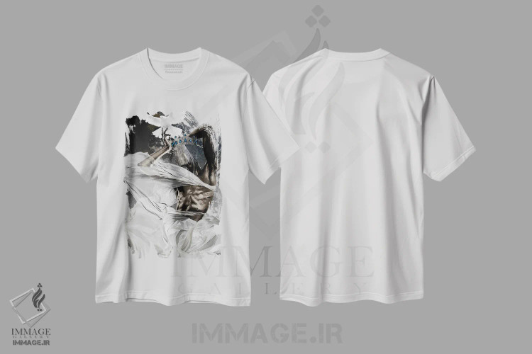 تیشرت سفید طرح دار – تیشرت هنری مردانه ,زیبایی مقدس اثر مارسیا آلک فروشگاه ایماژ