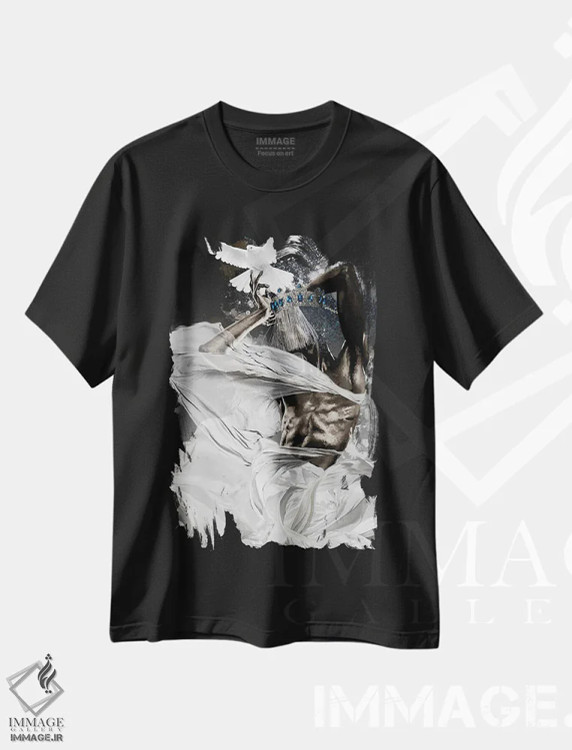 تیشرت مشکی طرح دار – تیشرت هنری مردانه ,زیبایی مقدس اثر مارسیا آلک immage.ir