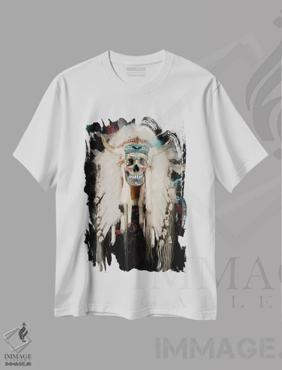 تیشرت سفید طرح دار – تیشرت بومی ,جمجمه I اثر مارسیا آلک فروشگاه ایماژ