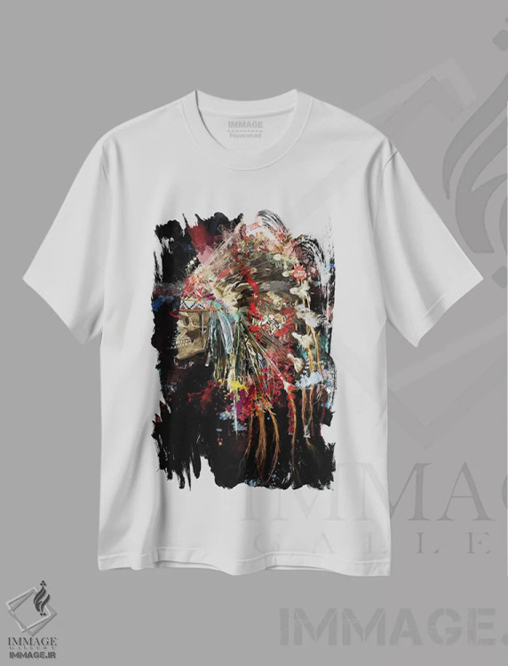 تیشرت سفید طرح دار – تیشرت بومیان آمریکا ,جمجمه II اثر مارسیا آلک immage.ir