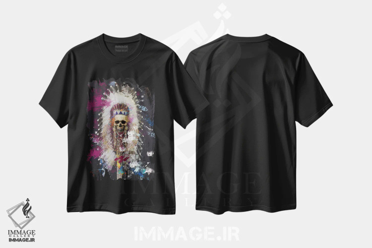 تیشرت مشکی طرح دار – تیشرت انتزاعی ,جمجمه IV اثر مارسیا آلک فروشگاه ایماژ