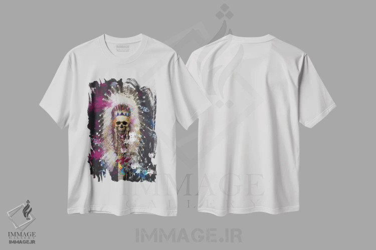تیشرت سفید طرح دار – تیشرت انتزاعی ,جمجمه IV اثر مارسیا آلک immage.ir