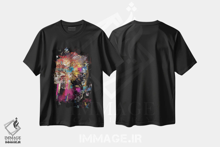 تیشرت مشکی طرح دار – تیشرت فانتزی ,جمجمه III اثر مارسیا آلک immage.ir