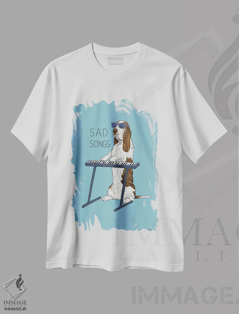 تیشرت سفید طرح دار – تیشرت موسیقی ,آوازهای غمگین اثر مارتینا اسکات immage.ir