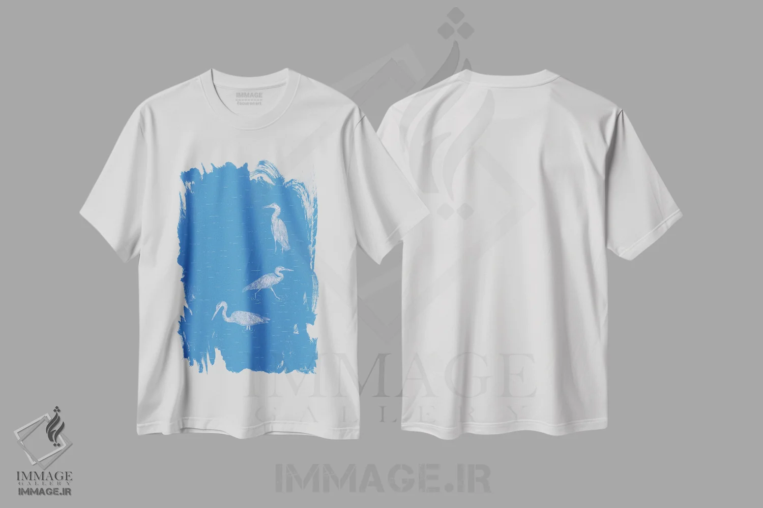 تیشرت سفید طرح دار – تیشرت مینیمال ,سه حواصیل اثر مارتینا اسکات immage.ir