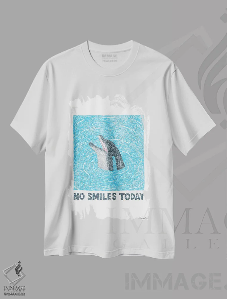تیشرت سفید طرح دار – تیشرت طنز ,امروز خبری از لبخند نیست اثر مارتینا اسکات فروشگاه ایماژ
