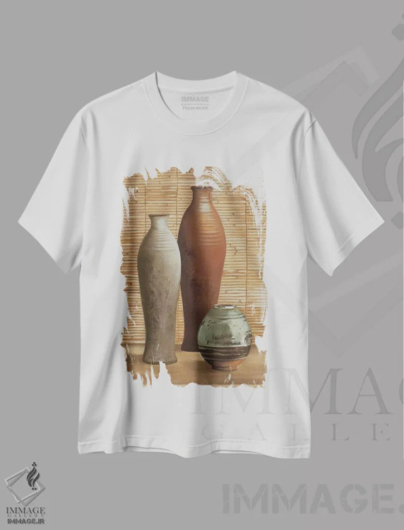 تیشرت سفید طرح دار – تیشرت هنری ,ترکیب در فضای داخلی اثر آندره مازو فروشگاه ایماژ