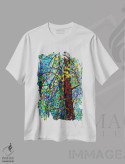 تیشرت سفید طرح دار – تیشرت هنری ,روح های کاج اثر مندی بودان فروشگاه ایماژ