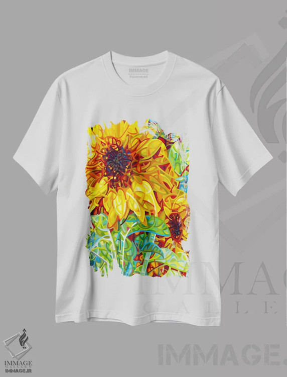 تیشرت سفید طرح دار – تیشرت هنری ,تابستان در باغ اثر مندی بودان immage.ir