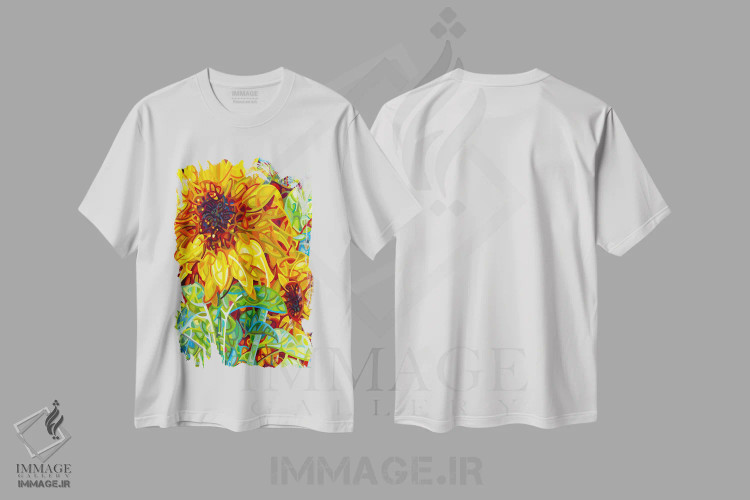 تیشرت سفید طرح دار – تیشرت هنری ,تابستان در باغ اثر مندی بودان immage.ir