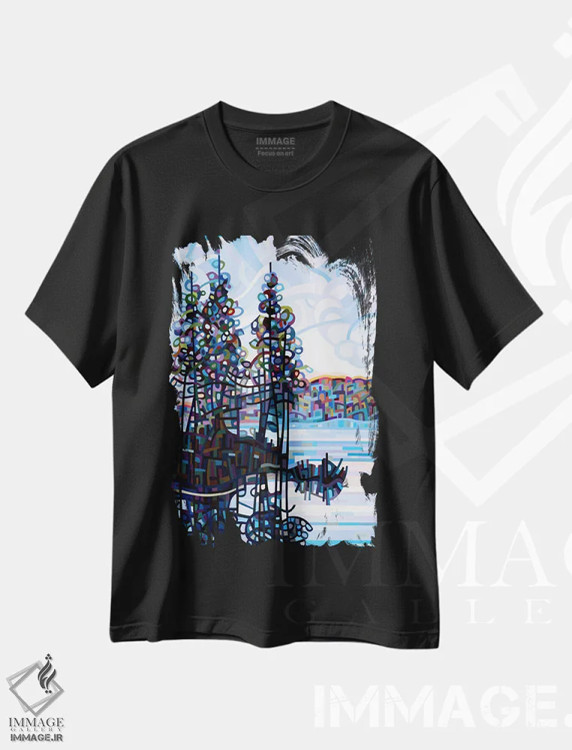 تیشرت مشکی طرح دار – تیشرت طبیعت ,صبح هالیبرتون اثر مندی بودان immage.ir