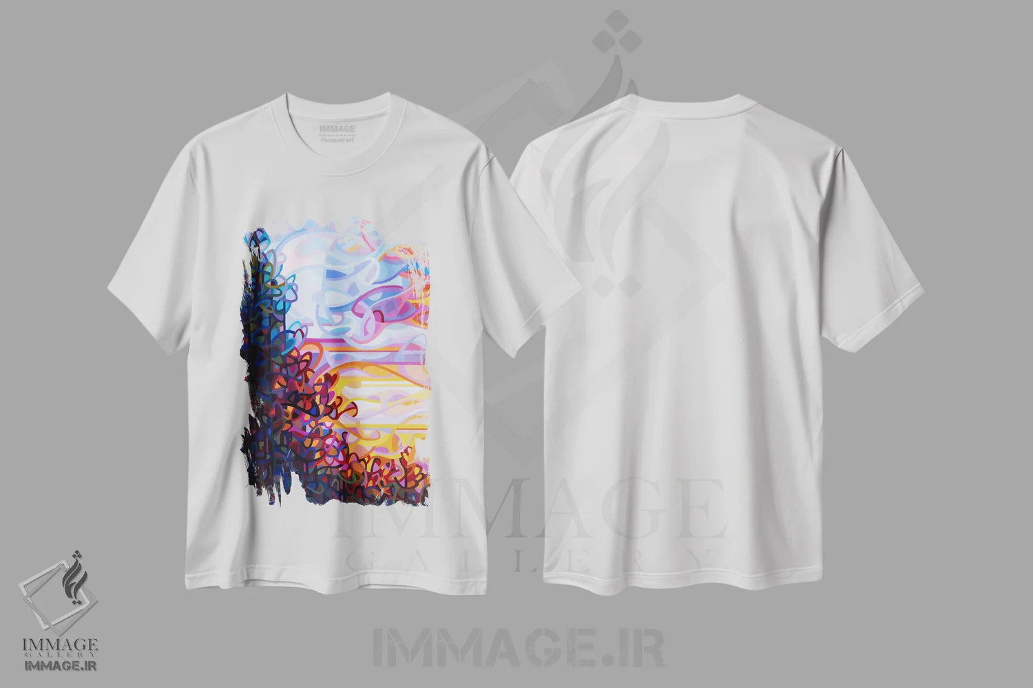 تیشرت سفید طرح دار – تیشرت انتزاعی ,کرشندو اثر مندی بودان immage.ir