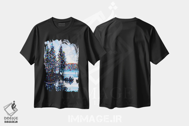 تیشرت مشکی طرح دار – تیشرت طبیعت ,صبح هالیبرتون اثر مندی بودان immage.ir