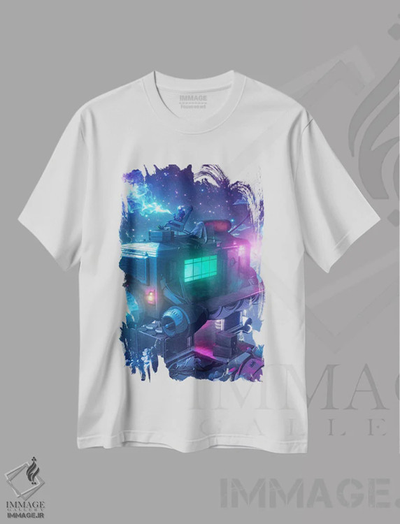 تیشرت سفید طرح دار – تیشرت فانتزی ,بر فراز آسمان ها اثر ماریشا بکر immage.ir