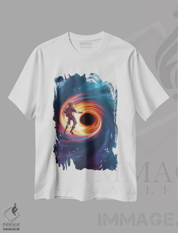 تیشرت سفید طرح دار – تیشرت فانتزی ,سیاه چاله اثر ماریشا بکر immage.ir