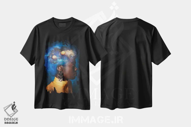 تیشرت مشکی طرح دار – تیشرت فانتزی ,جهان آفریقایی اثر ماریشا بکر فروشگاه ایماژ