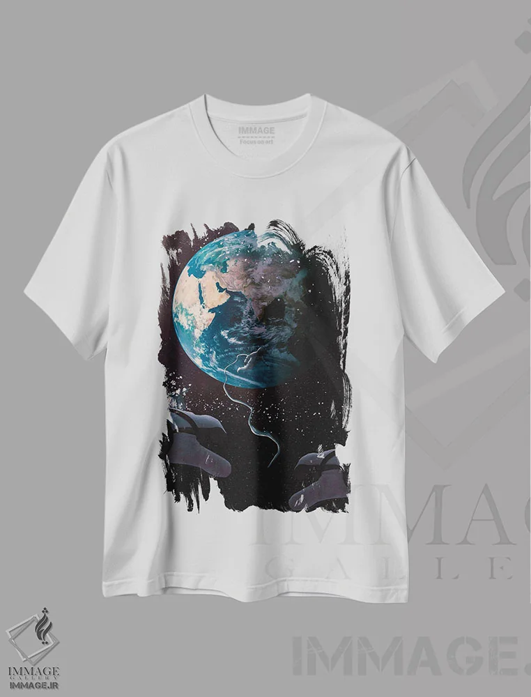 تیشرت سفید طرح دار – تیشرت علمی تخیلی ,جاذبه اثر ماریشا بکر فروشگاه ایماژ