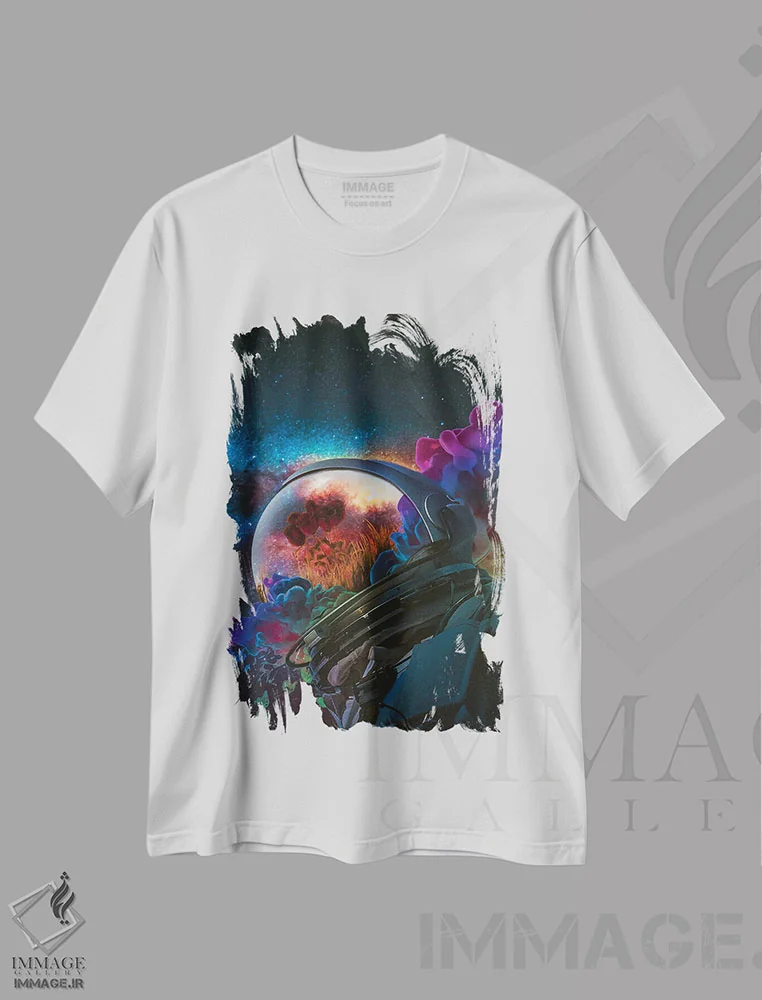 تیشرت سفید طرح دار – تیشرت فضایی ,دلشکستگی اثر ماریشا بکر فروشگاه ایماژ