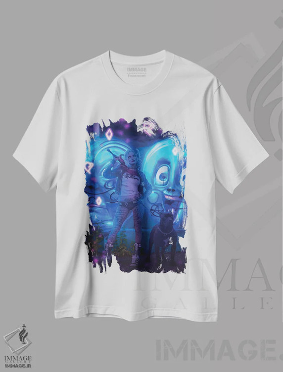 تیشرت سفید طرح دار – تیشرت کمیک ,هارلی کوئین اثر ماریشا بکر immage.ir