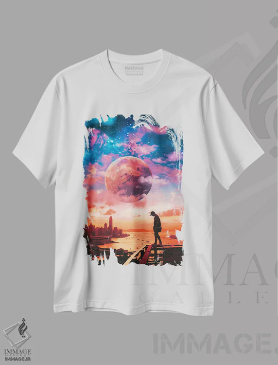 تیشرت سفید طرح دار – تیشرت سایبرپانک ,تنها اثر ماریشا بکر فروشگاه ایماژ