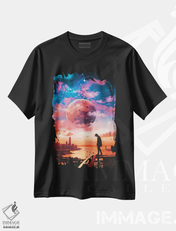 تیشرت مشکی طرح دار – تیشرت سایبرپانک ,تنها اثر ماریشا بکر immage.ir