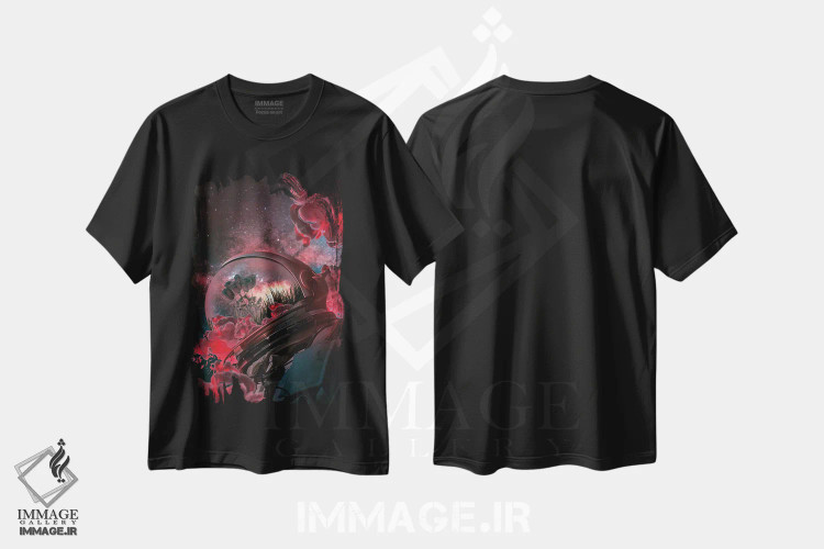 تیشرت مشکی طرح دار – تیشرت فضایی ,دلشکستگی اثر ماریشا بکر فروشگاه ایماژ